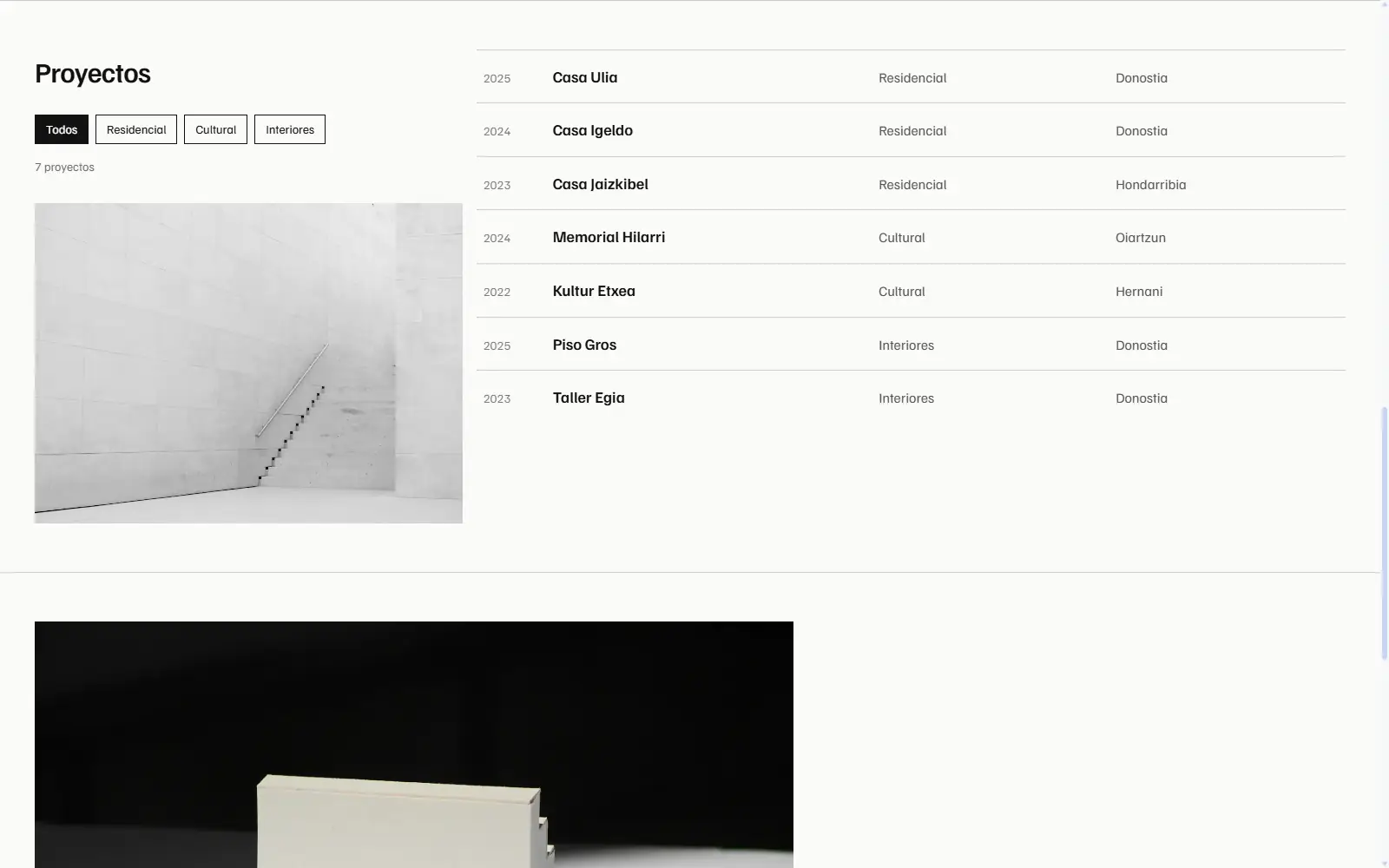 Arkal project index filtered to residential work